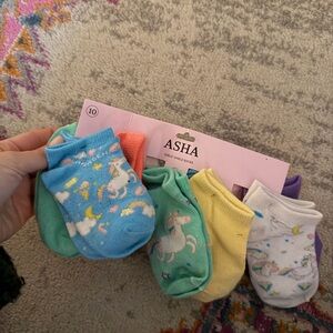 ASHA New Girls' Unicorn Ankle Socks - Multicolor Pack Size 12-24 10 pack